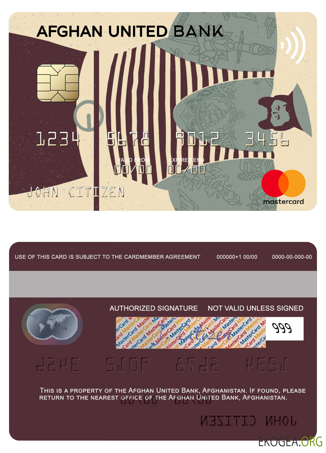 Carte maîtresse de la United Bank d'Afghanistan